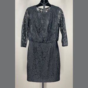 Trina Turk Dress Womens 6 black floral lace designer cocktail pencil sheath
